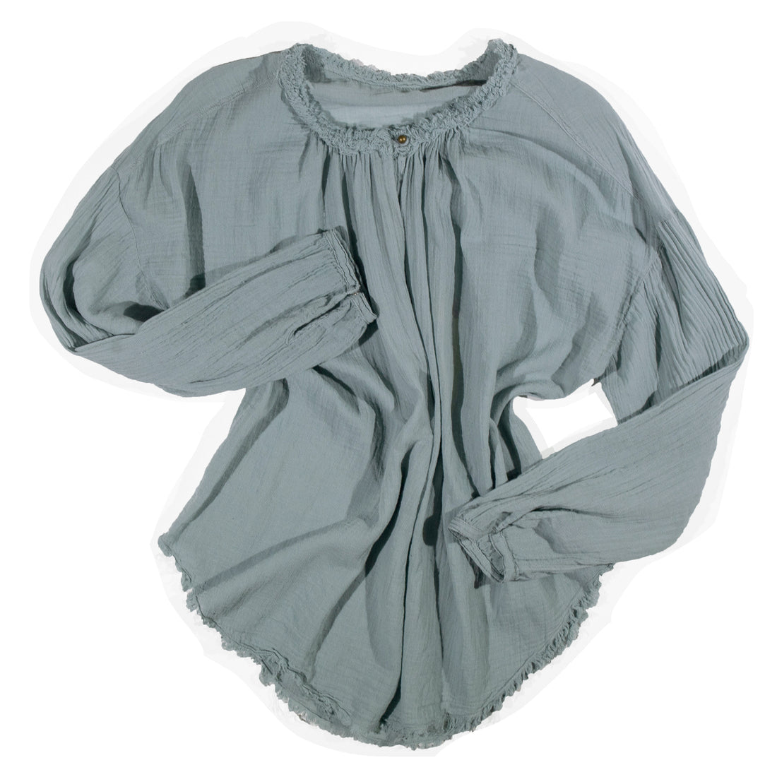 Raquel Allegra Poet Blouse in Steel Blue