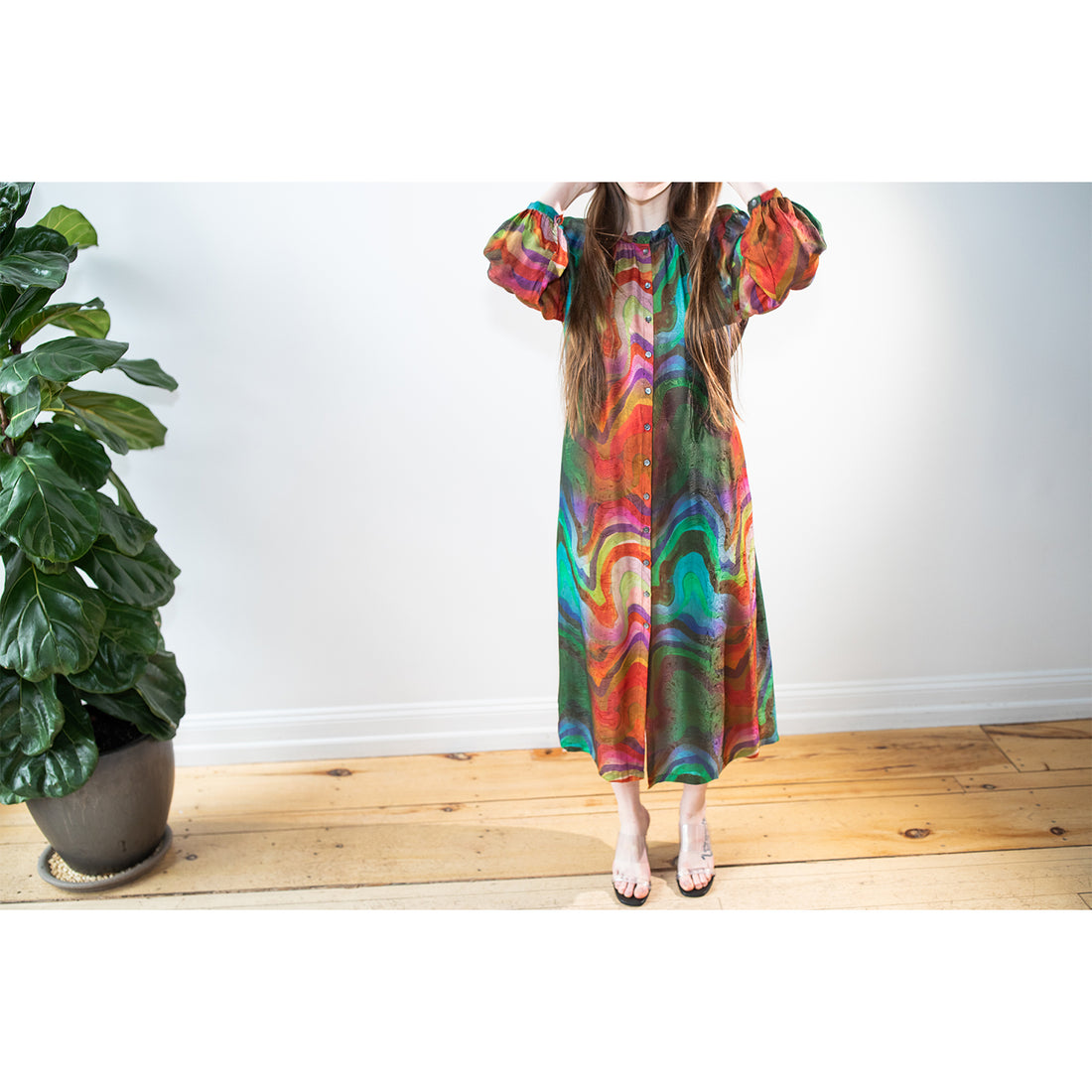 Raquel Allegra Victoria Dress in Multi Waves