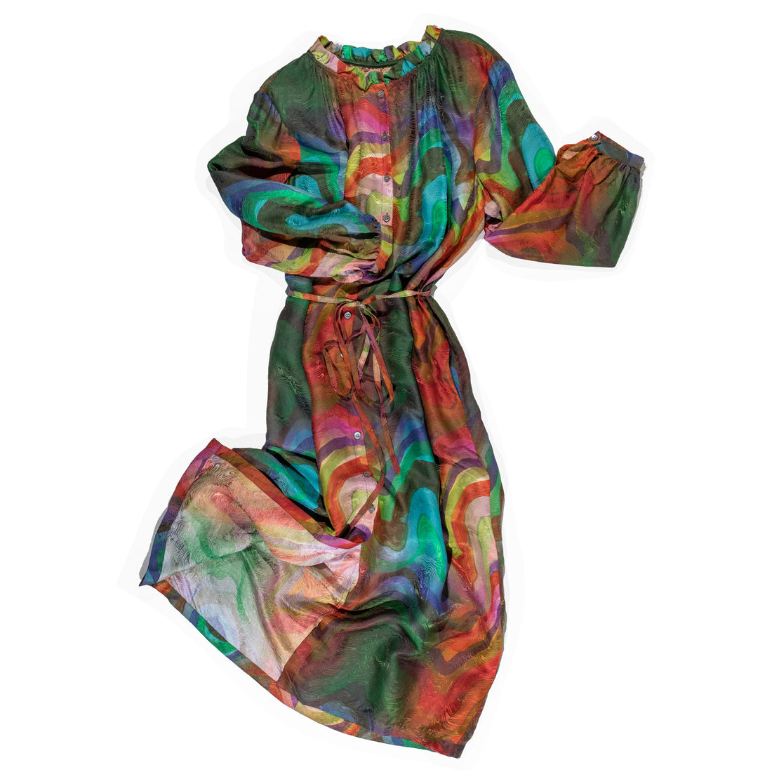 Raquel Allegra Victoria Dress in Multi Waves