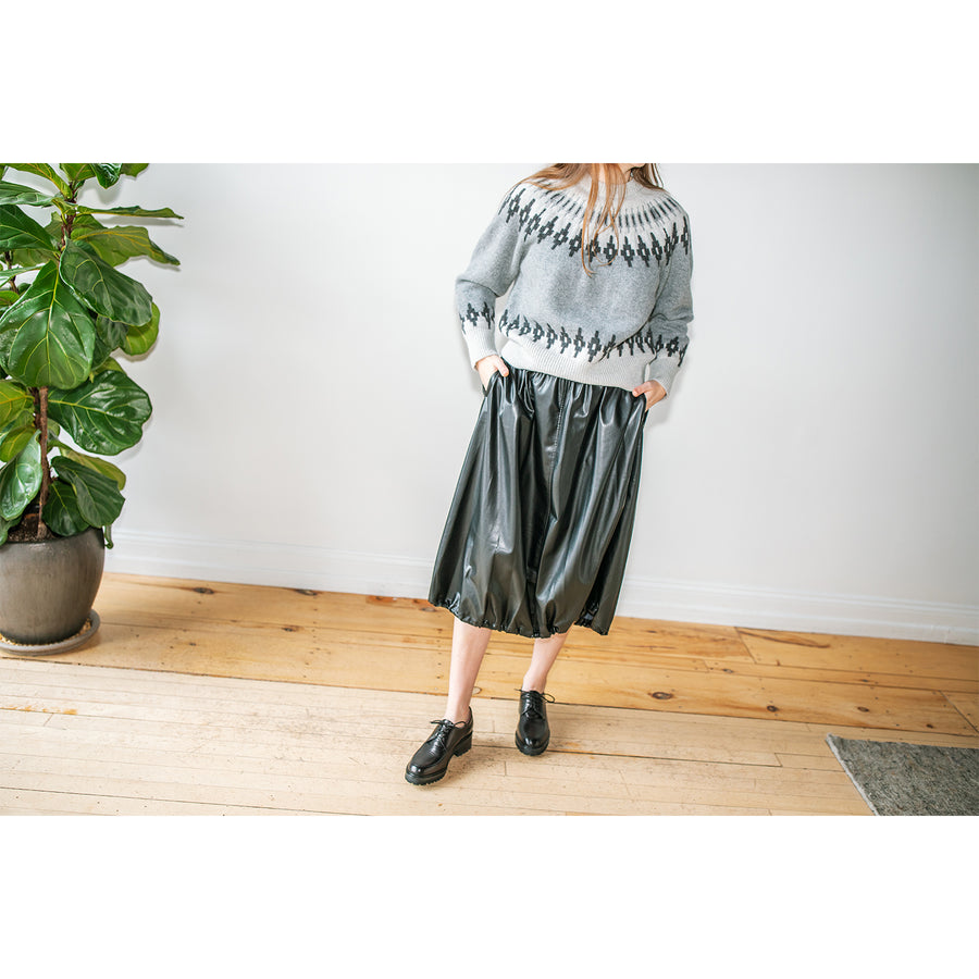 Sayaka Davis Vegan Leather Balloon Skirt in Black