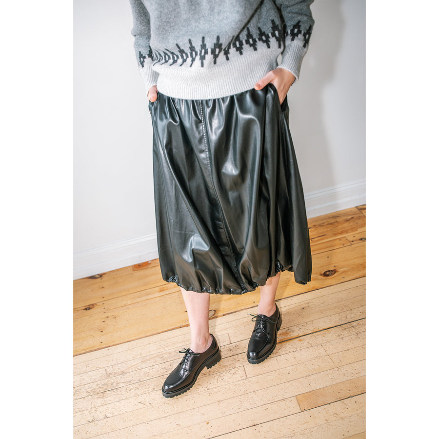 Sayaka Davis Vegan Leather Balloon Skirt in Black